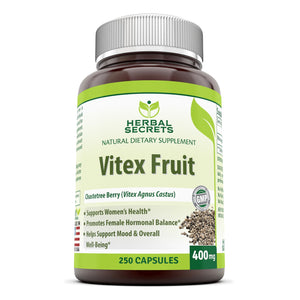 Herbal Secrets Vitex Fruit Chaste Tree Berry 400 Milligrams 250 Capsules