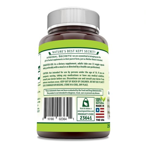 Herbal Secrets Vitex Fruit Chaste Tree Berry 400 Milligrams 250 Capsules