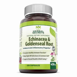 
                
                    Load image into Gallery viewer, Herbal Secrets Echinacea &amp;amp; Goldenseal Root - 450 Mg, 120 Capsules - Amazing Nutrition
                
            